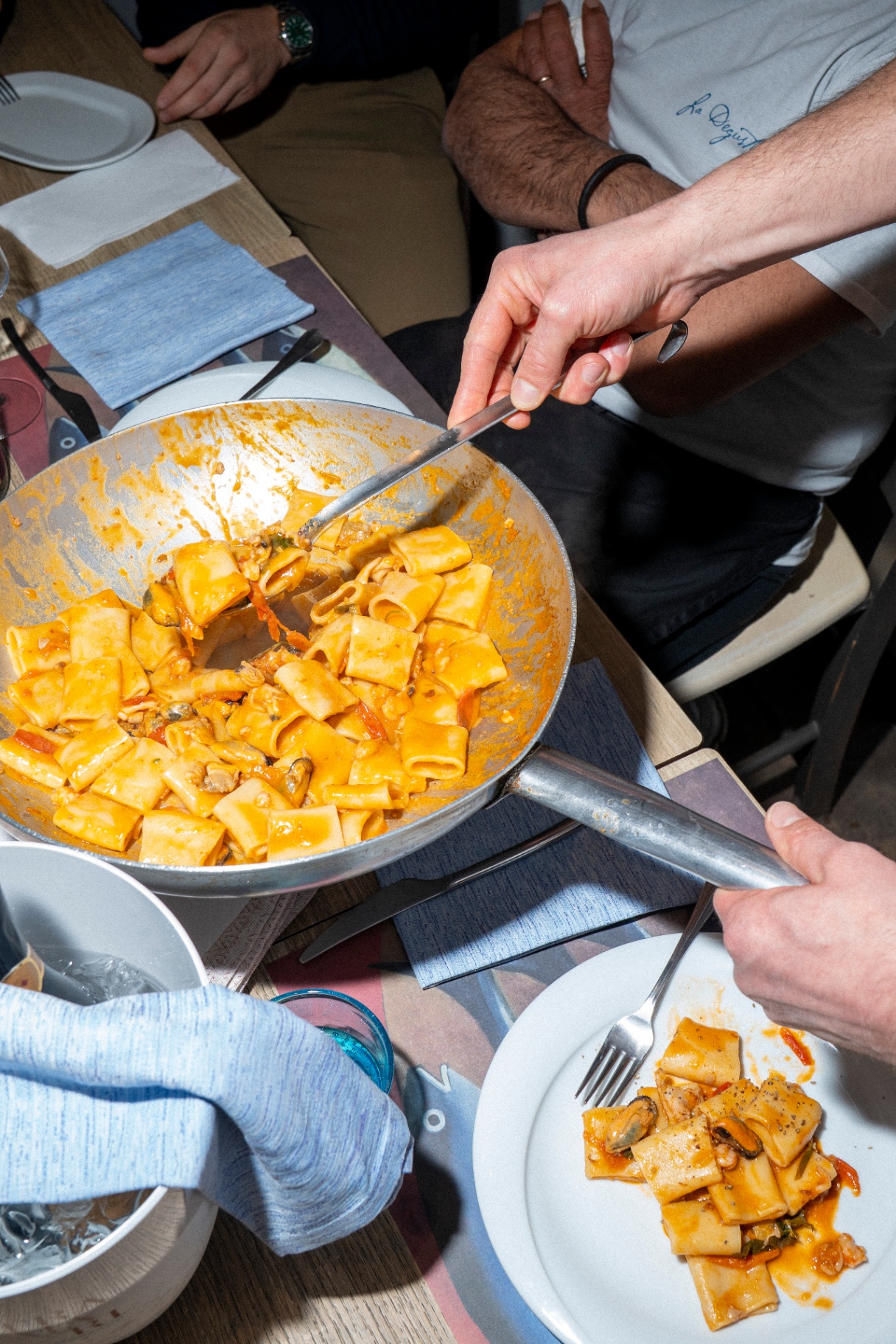 Paccheri serviti al tavolo